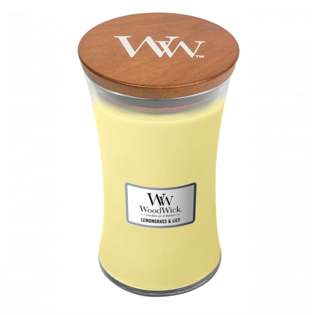 WoodWick Lemongrass & Lily Large Hourglass Candle Extra Image 1